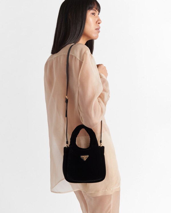 Mini padded velvet handbag - Black Mini padded velvet handbag - Black