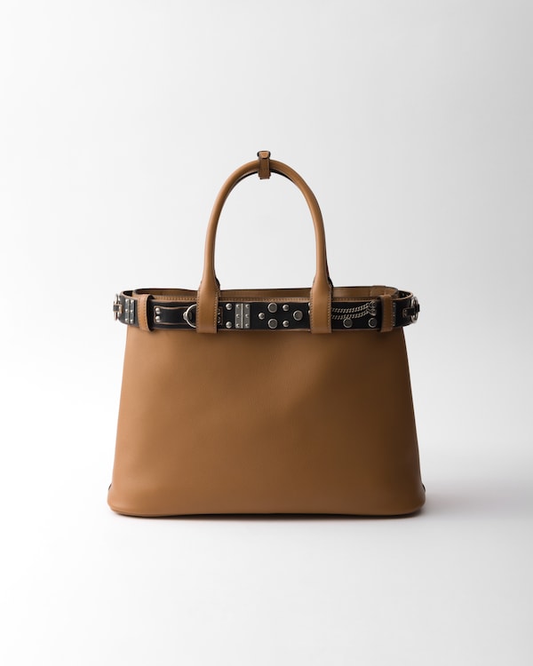 Prada Buckle large leather bag with studded belt Prada Buckle large leather bag with studded belt
