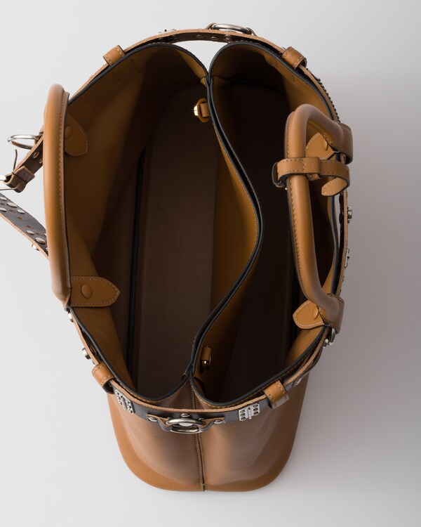Prada Buckle large leather bag with studded belt Prada Buckle large leather bag with studded belt