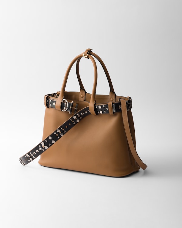 Prada Buckle large leather bag with studded belt Prada Buckle large leather bag with studded belt