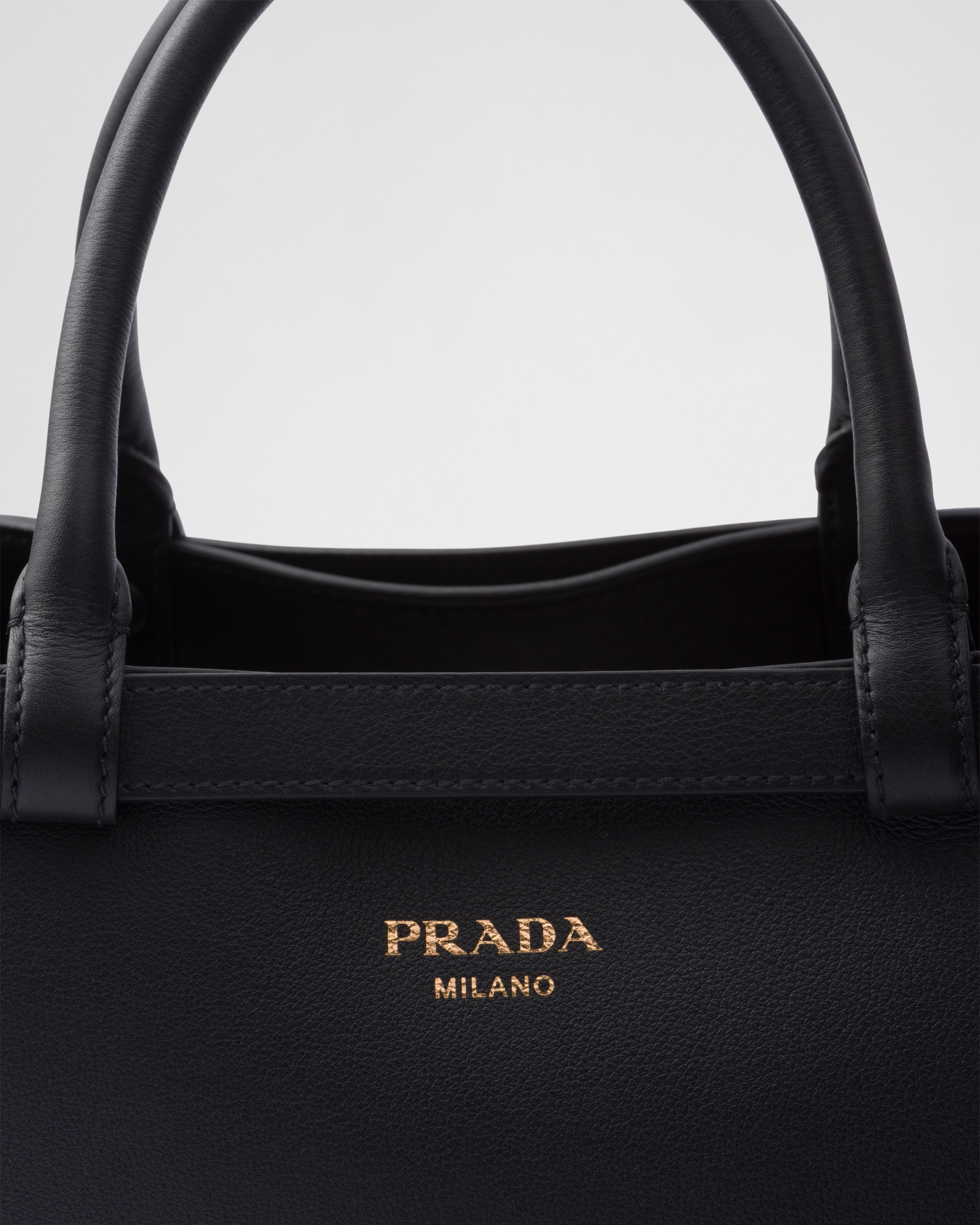 Prada Buckle medium leather handbag with double belt