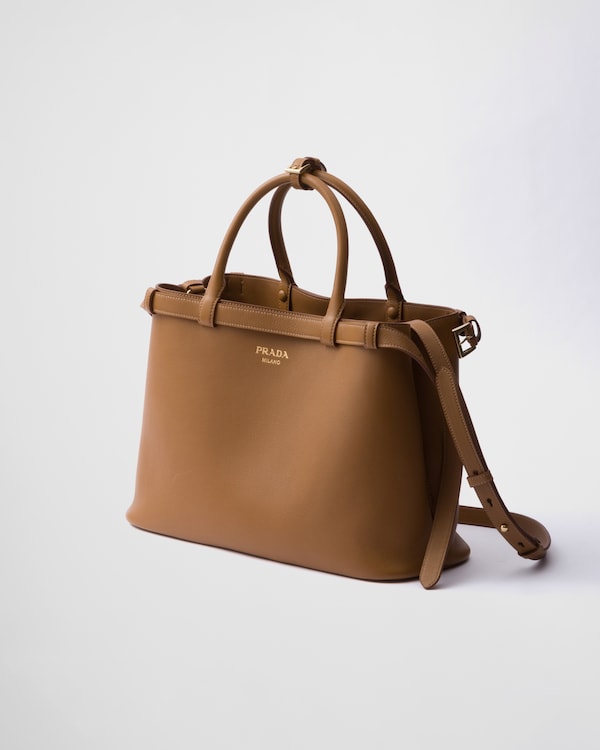 Bolsa Prada Buckle média em couro com cinto duplo Bolsa Prada Buckle média em couro com cinto duplo