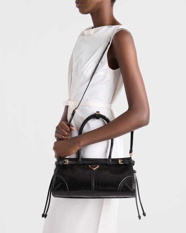 Prada Bonnie medium python leather handbag - Black Prada Bonnie medium python leather handbag - Black