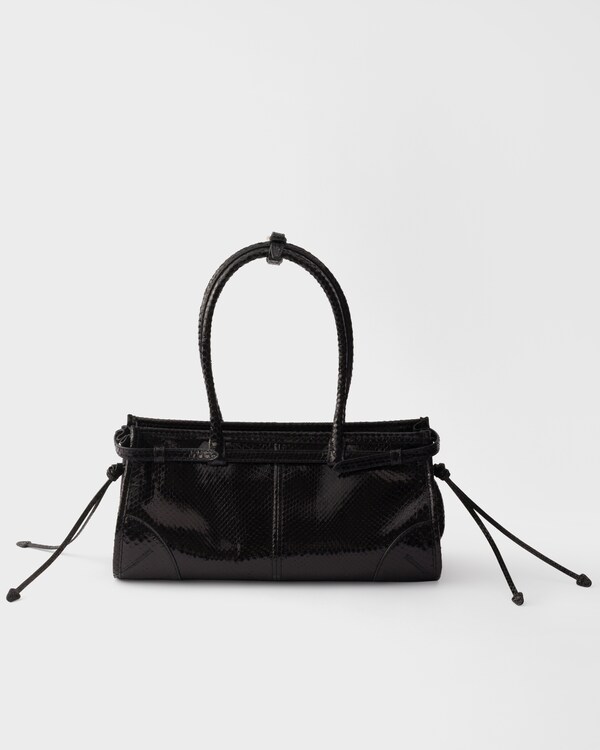 Prada Bonnie medium python leather handbag - Black Prada Bonnie medium python leather handbag - Black