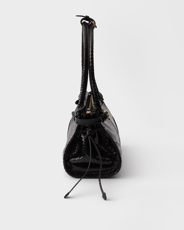 Prada Bonnie medium python leather handbag - Black Prada Bonnie medium python leather handbag - Black