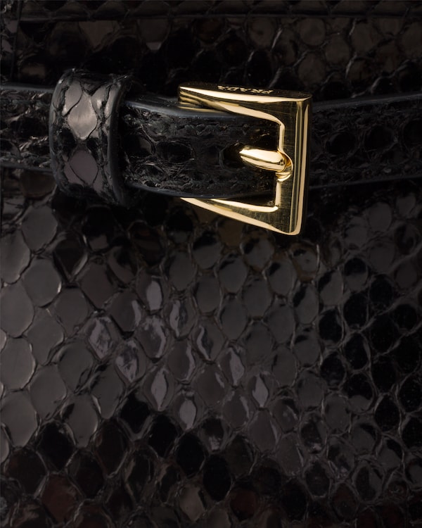 Prada Bonnie medium python leather handbag - Black Prada Bonnie medium python leather handbag - Black