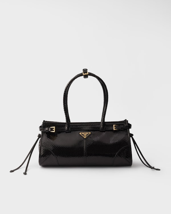 Prada Bonnie medium python leather handbag - Black Prada Bonnie medium python leather handbag - Black