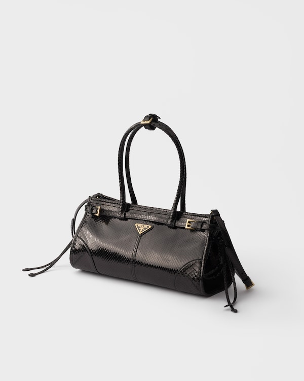 Prada Bonnie medium python leather handbag - Black Prada Bonnie medium python leather handbag - Black