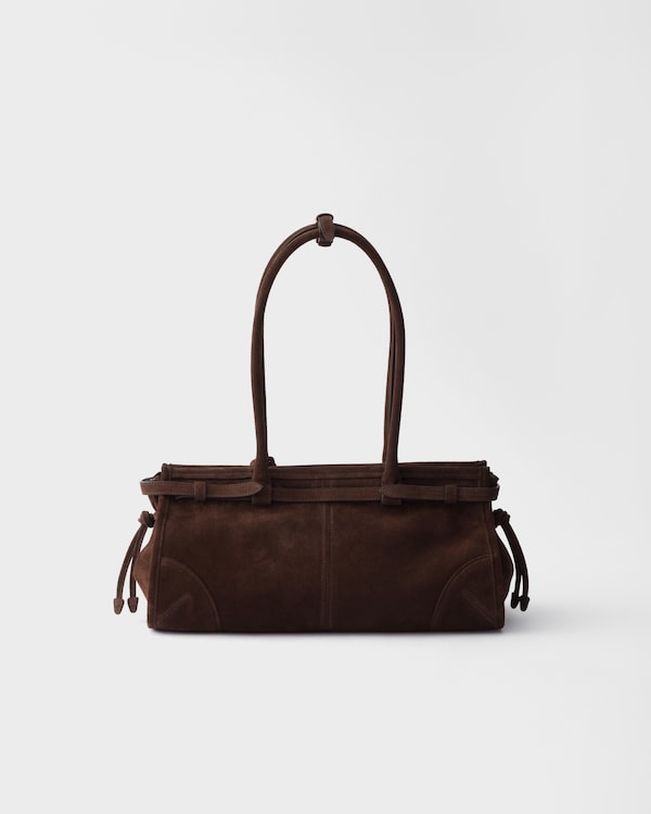 Bolso Prada Bonnie de ante mediano - Marrón Oscuro Bolso Prada Bonnie de ante mediano - Marrón Oscuro