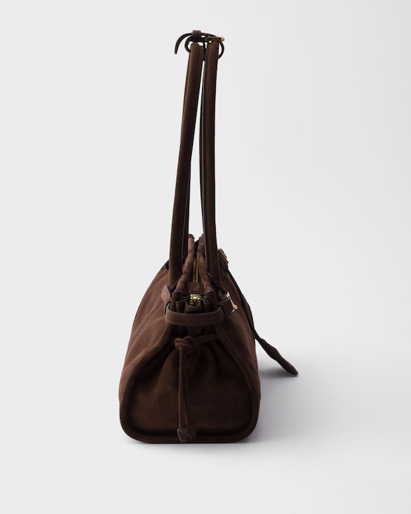 Bolso Prada Bonnie de ante mediano - Marrón Oscuro Bolso Prada Bonnie de ante mediano - Marrón Oscuro