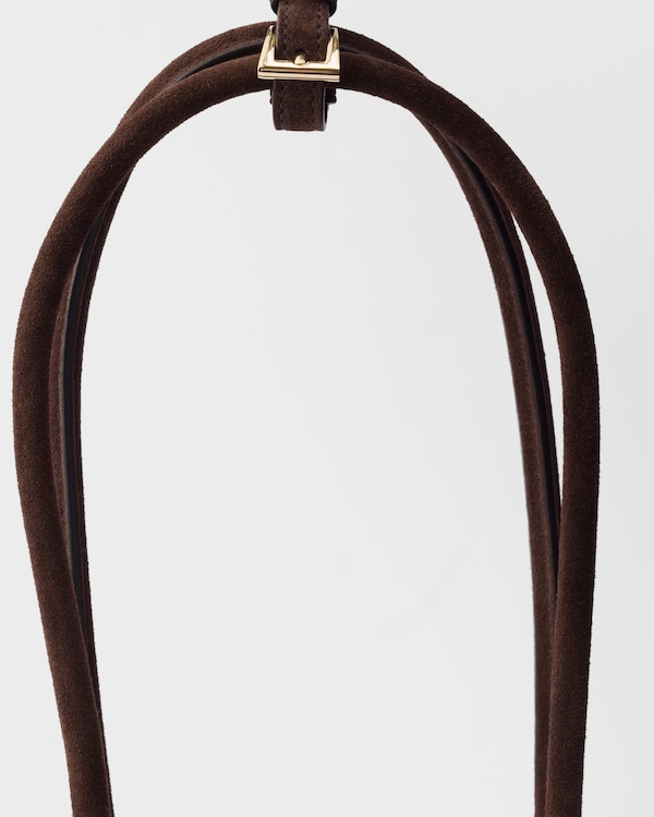 Bolso Prada Bonnie de ante mediano - Marrón Oscuro Bolso Prada Bonnie de ante mediano - Marrón Oscuro
