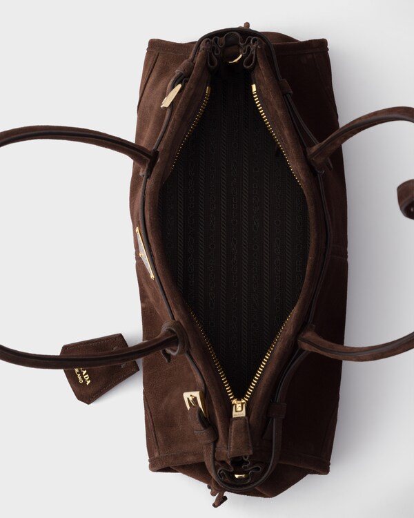 Bolso Prada Bonnie de ante mediano - Marrón Oscuro Bolso Prada Bonnie de ante mediano - Marrón Oscuro