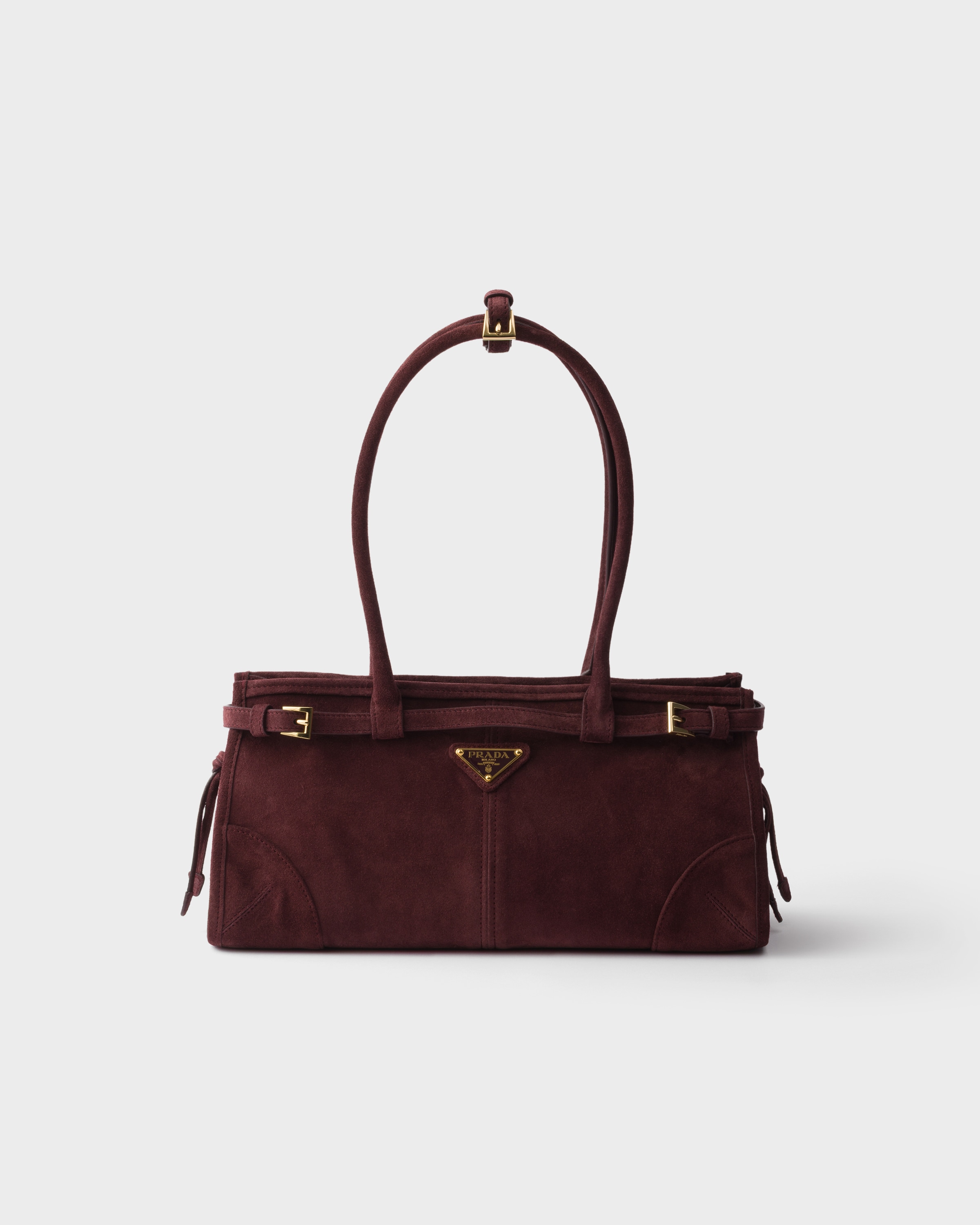 Burgundy Prada Bonnie medium suede handbag | PRADA