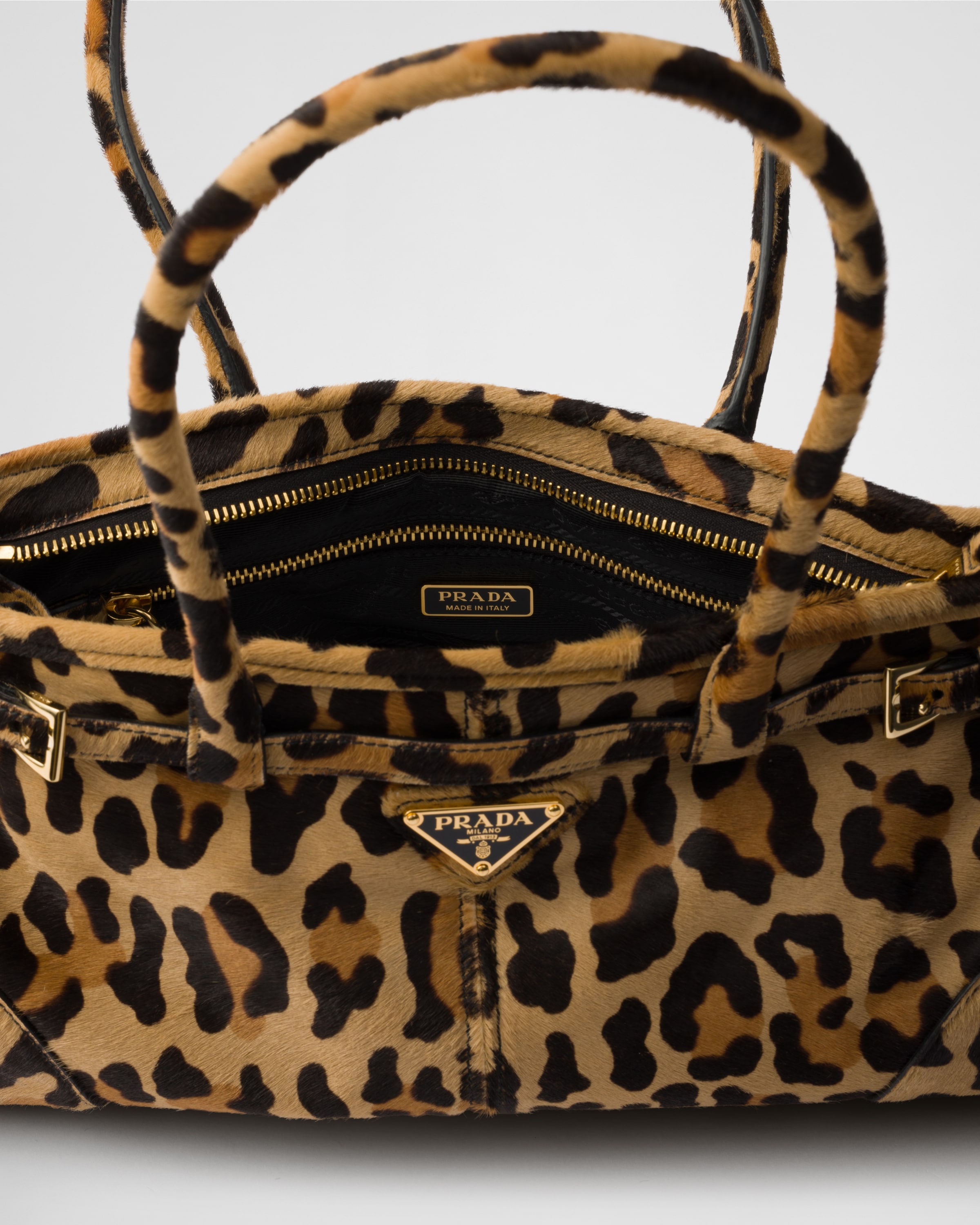 Honey Prada Bonnie medium printed leather handbag | PRADA