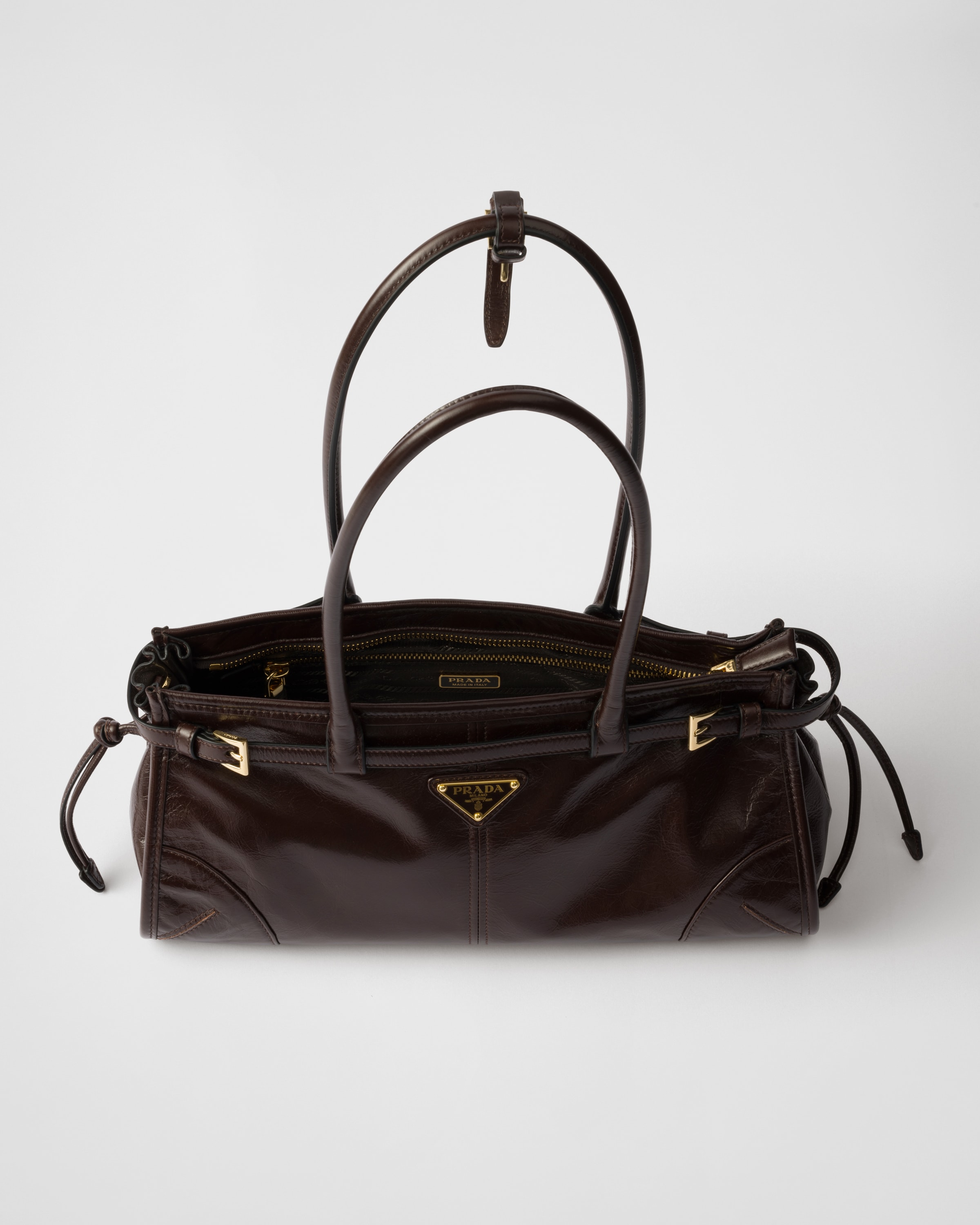 Dark Brown Prada Bonnie Medium Leather Handbag | PRADA