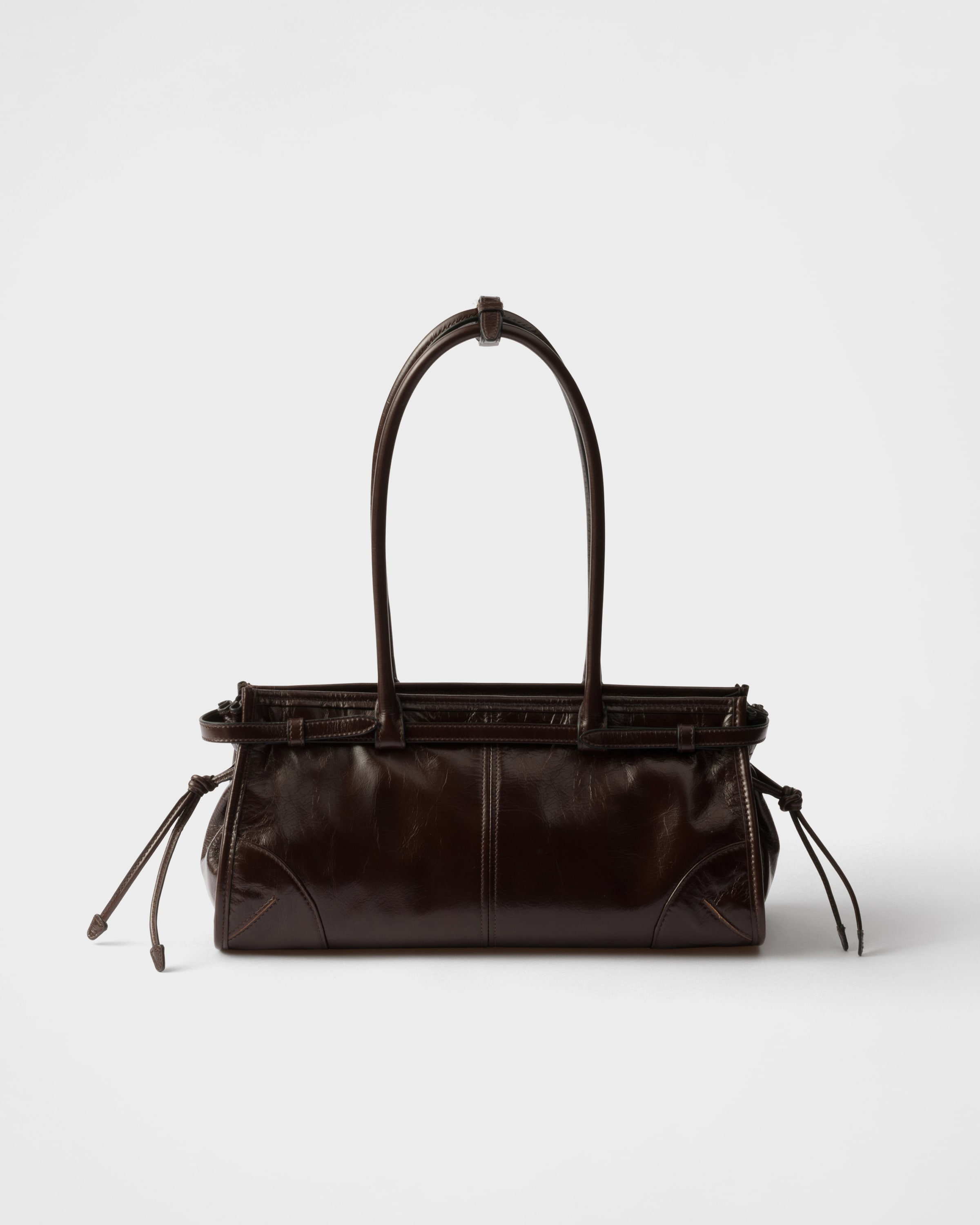 Dark Brown Prada Bonnie Medium Leather Handbag | PRADA - Hong Kong
