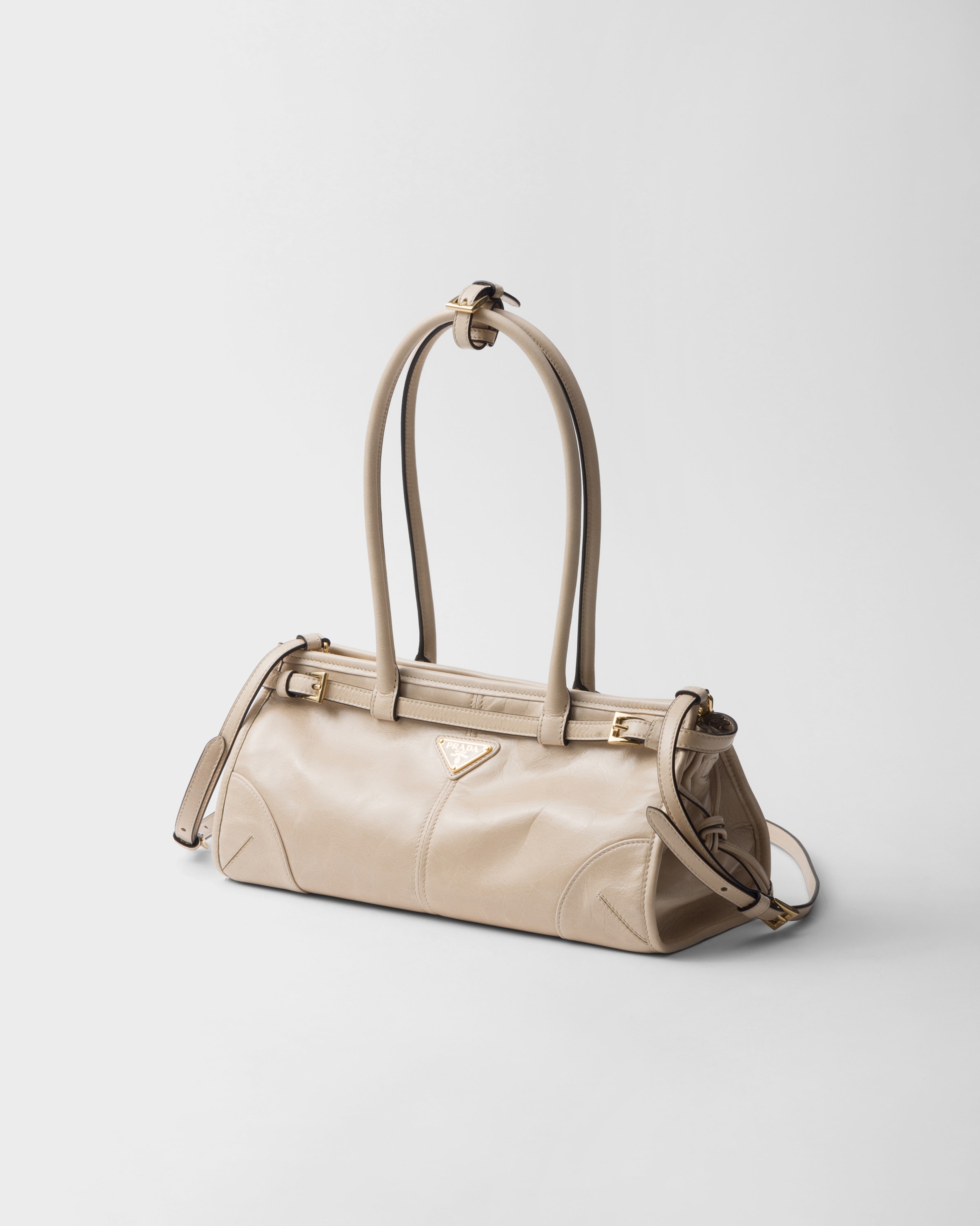 Shop Prada Mittelgrosse Handtasche Aus Leder In Travertine