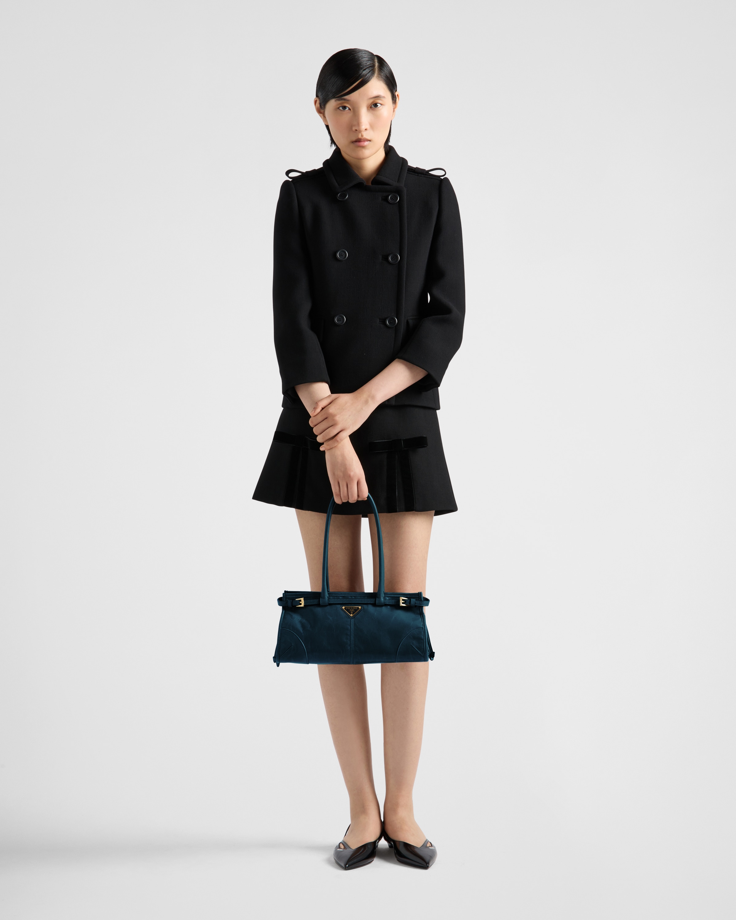 Denim Prada Bonnie medium leather handbag | PRADA