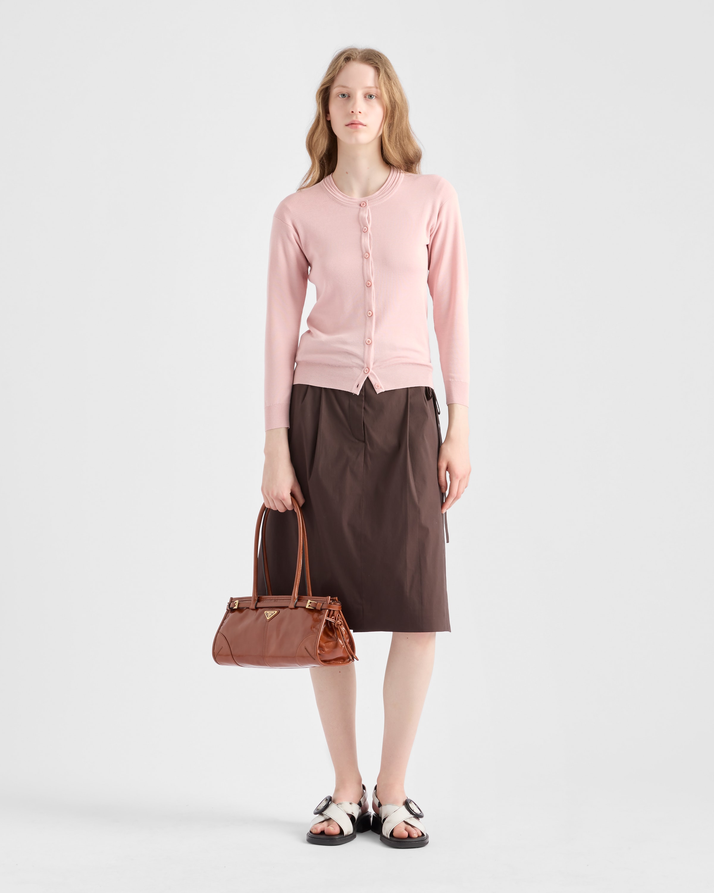 Prada Medium East-west Leather Shoulder Bag In Brown