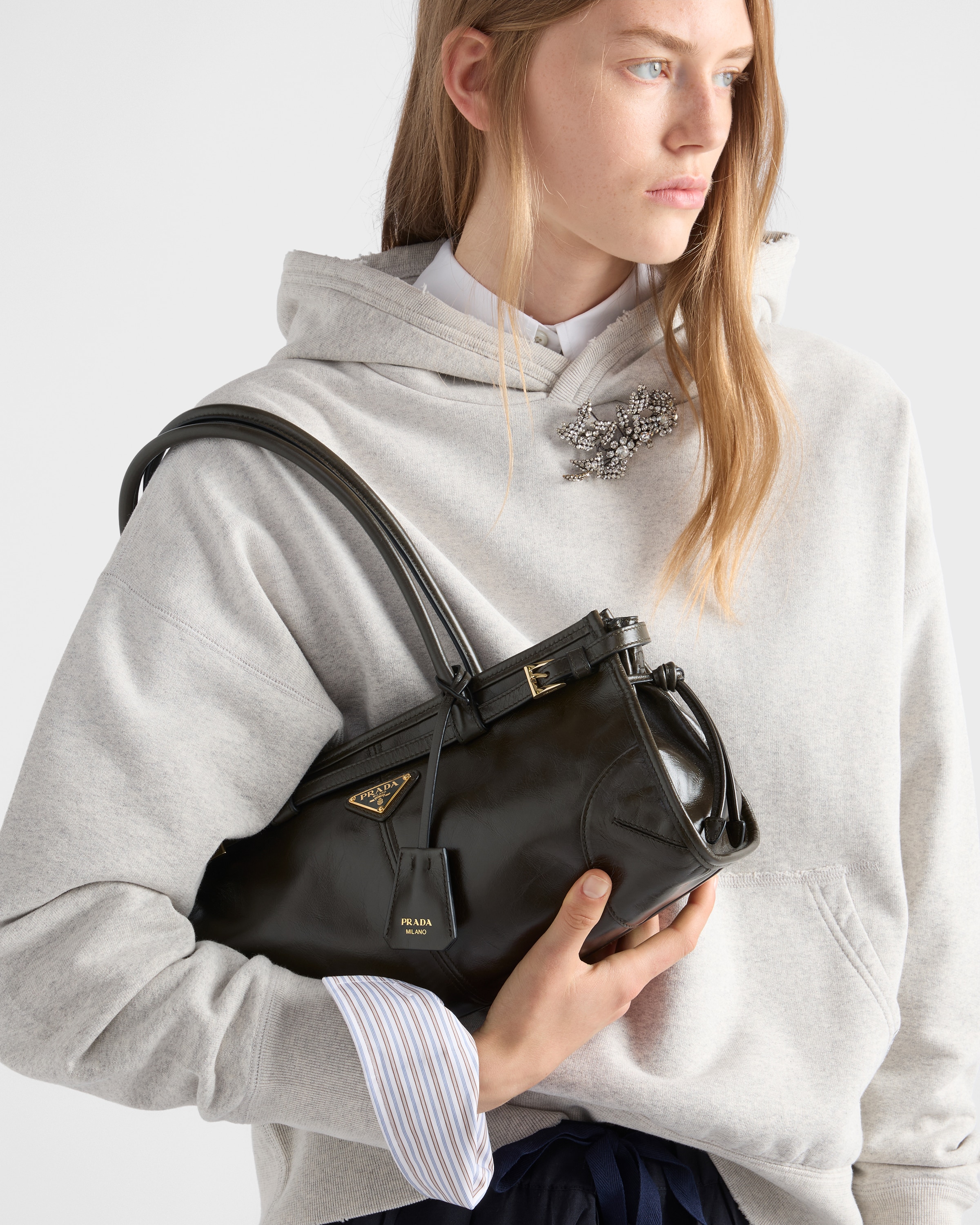 Forest Prada Bonnie Medium Leather Bag | PRADA - United States