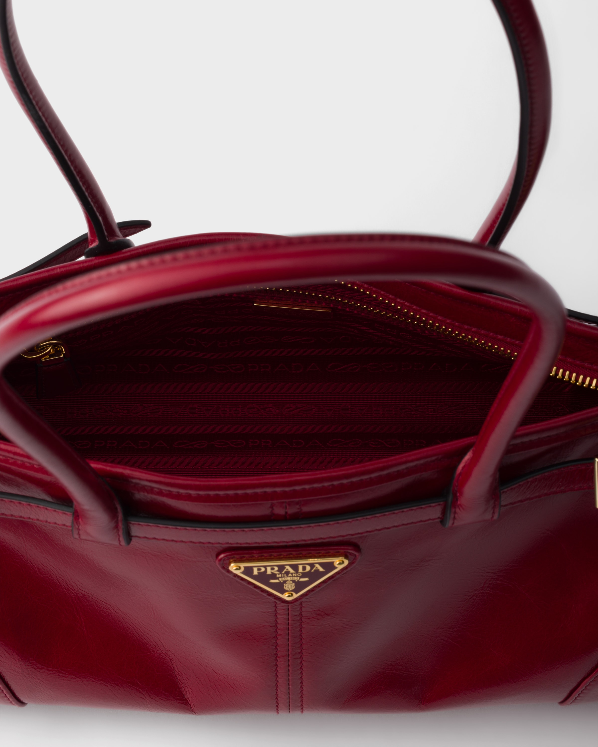 Ruby Red Prada Bonnie Medium Leather Handbag | PRADA - Monaco