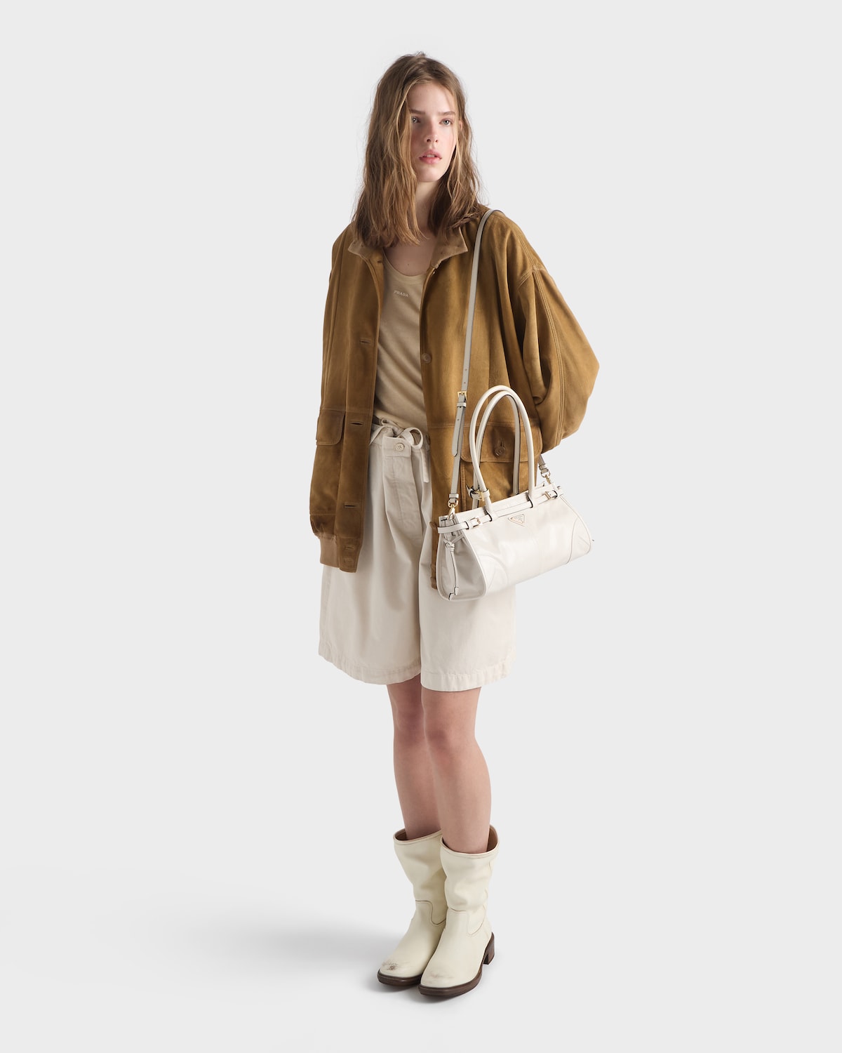 White Prada Bonnie Medium Leather Handbag PRADA Elho Corsica Flower Bridge Planter Geometric Hanging