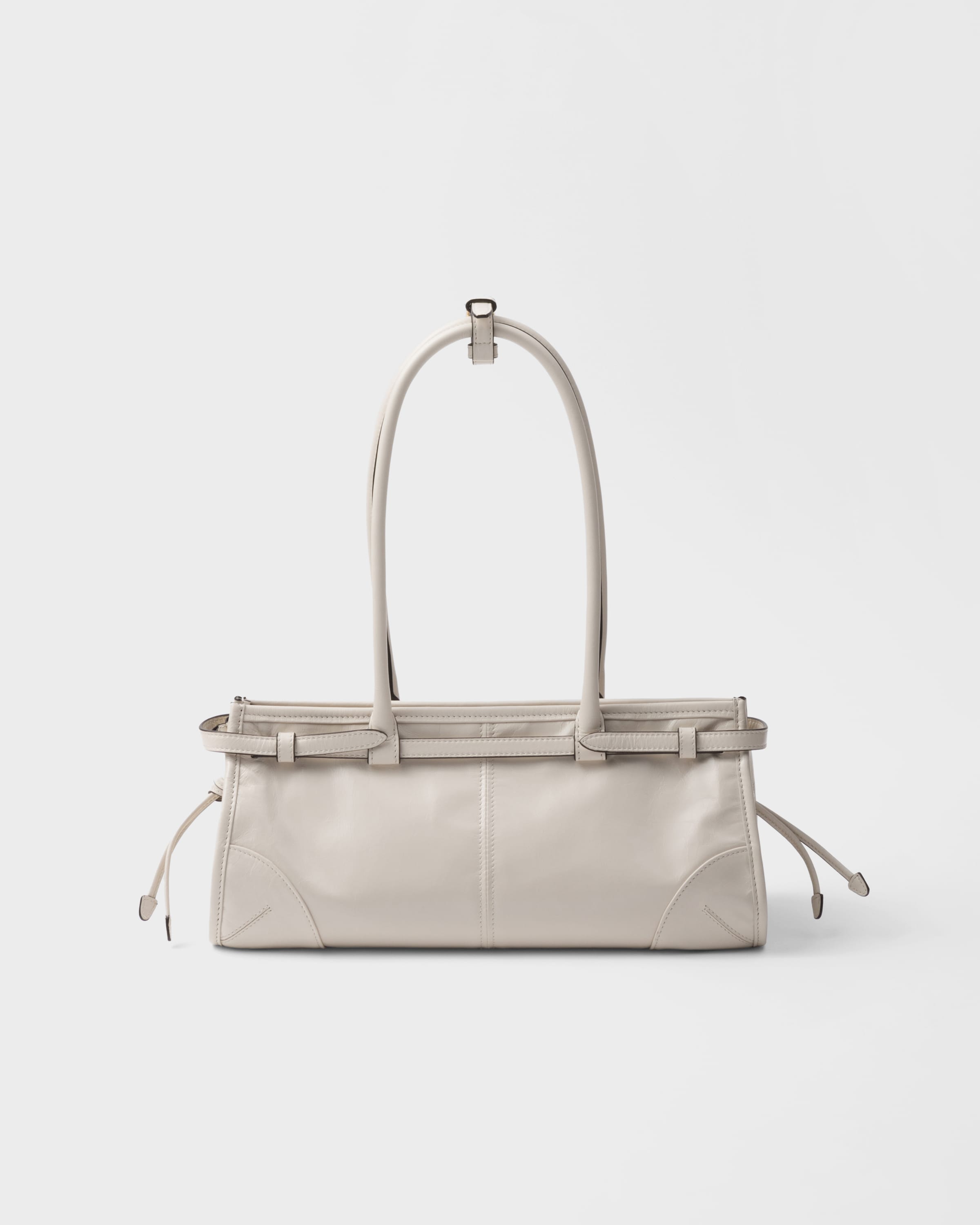 Shop Prada Medium Leather Handbag In White