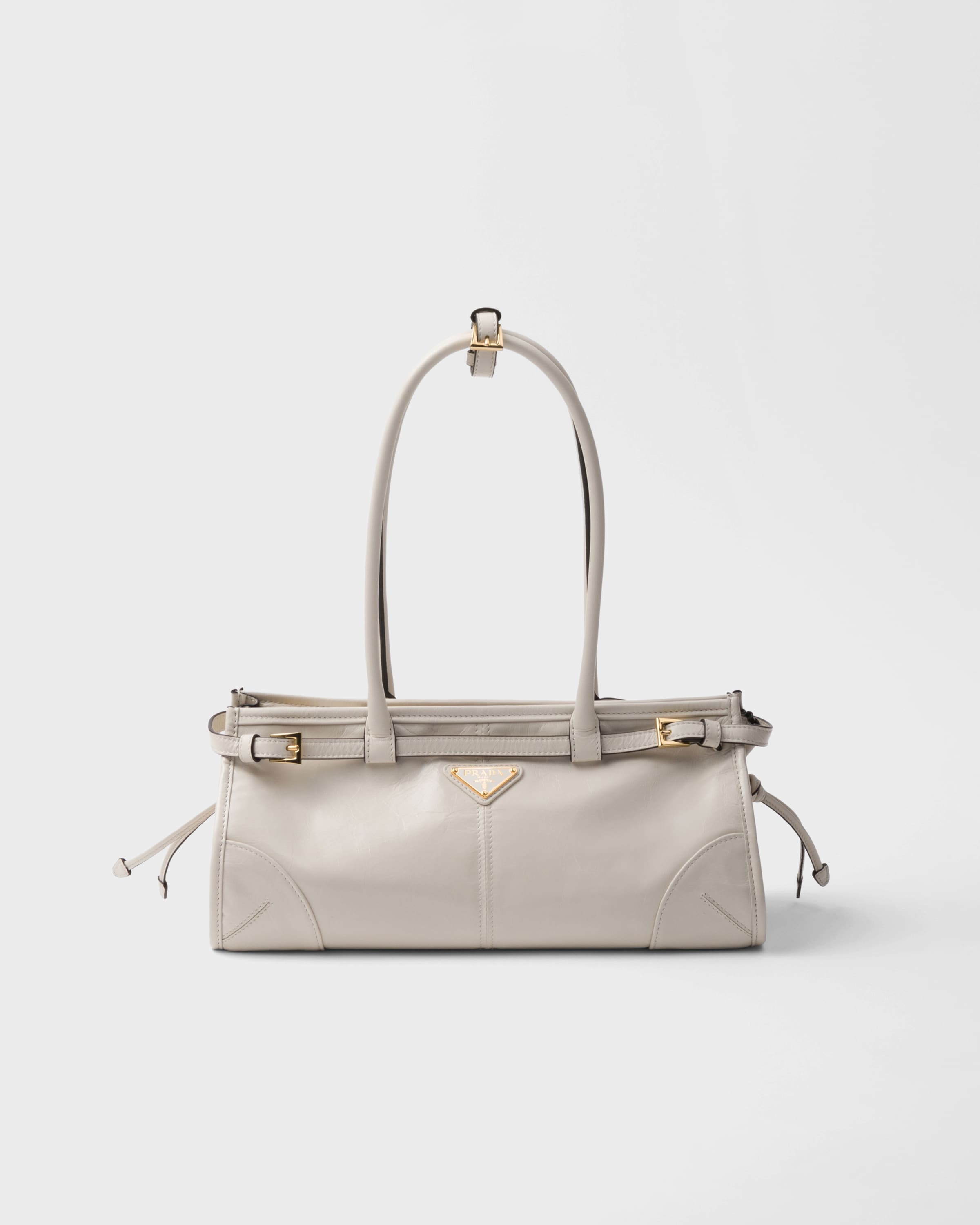 Shop Prada Medium Leather Handbag In White