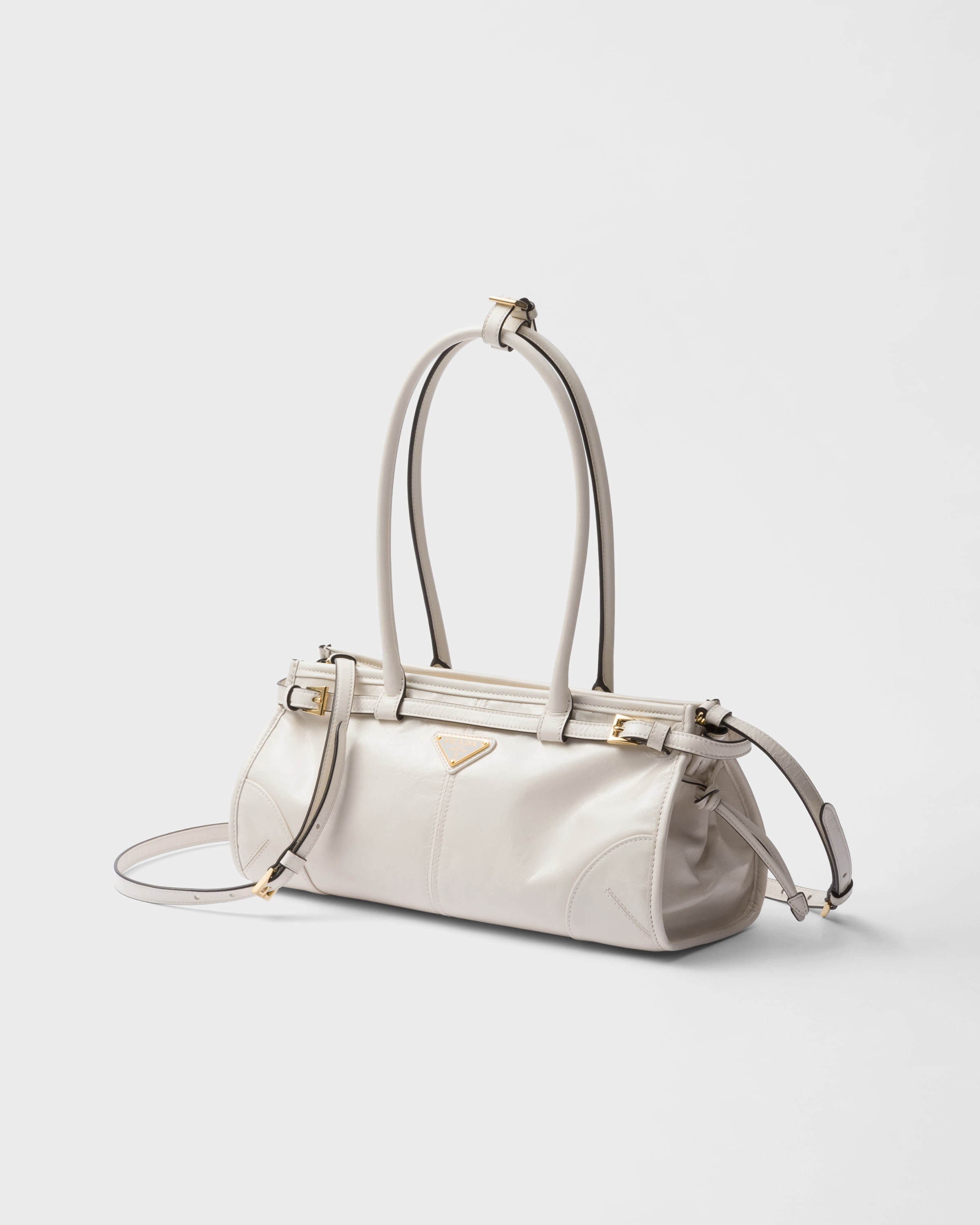 Shop Prada Medium Leather Handbag In White