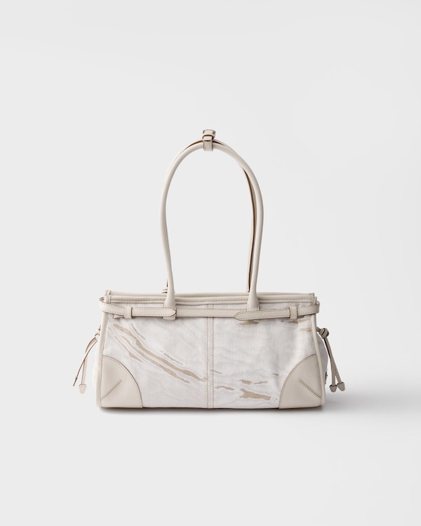 Prada Bonnie medium printed linen and leather handbag - White Prada Bonnie medium printed linen and leather handbag - White