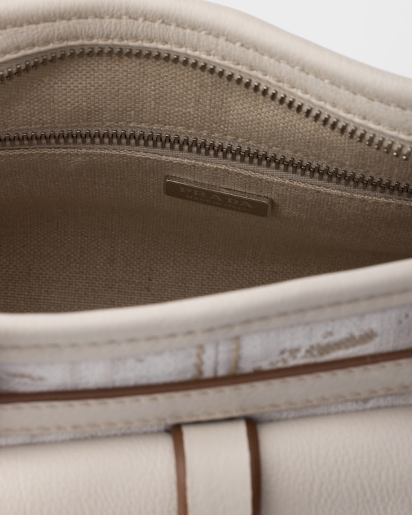 Prada Bonnie medium printed linen and leather handbag - White Prada Bonnie medium printed linen and leather handbag - White