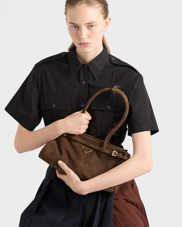 Prada Bonnie medium nubuck leather handbag - Cocoa Brown Prada Bonnie medium nubuck leather handbag - Cocoa Brown