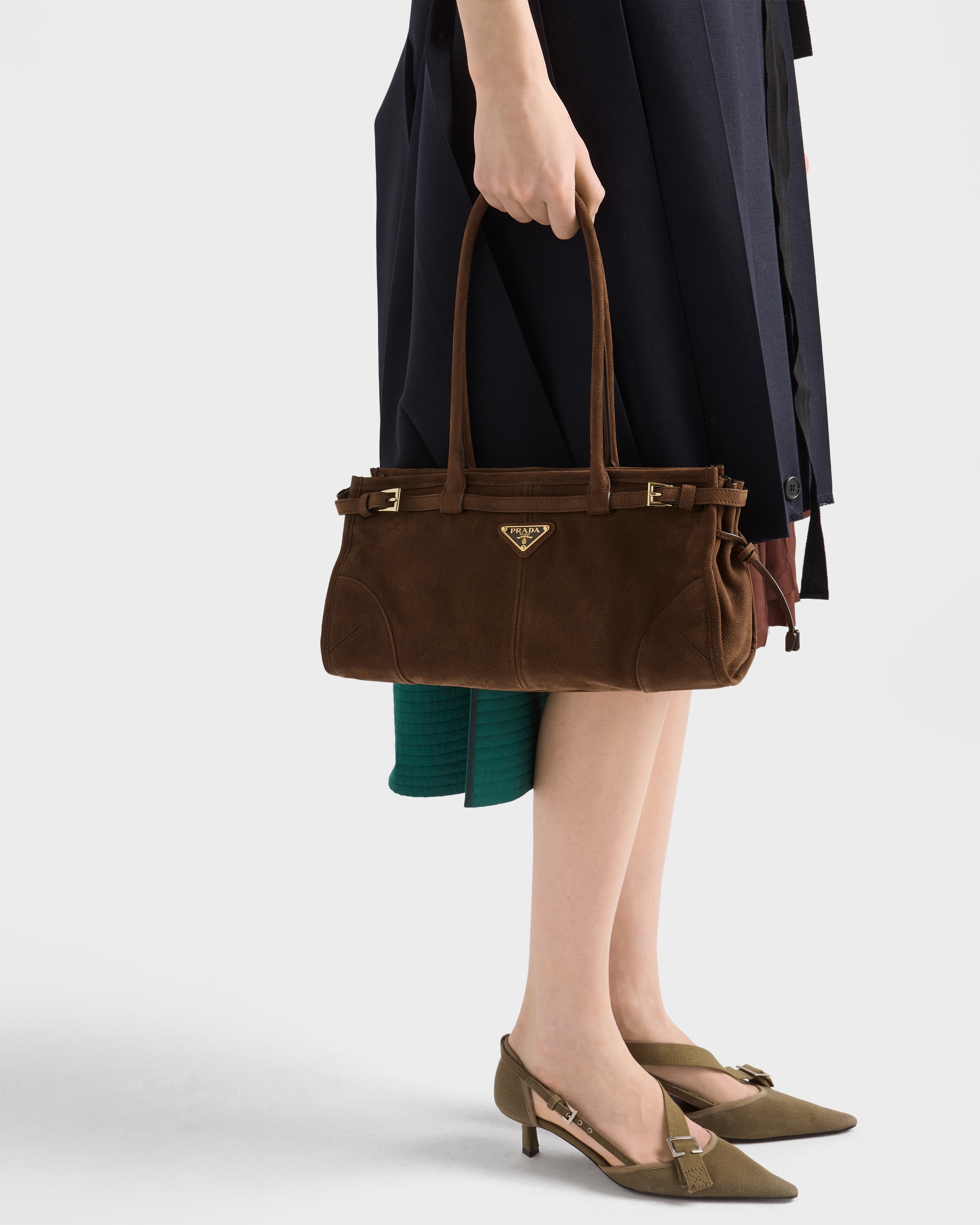 Cocoa Brown Prada Bonnie Medium Nubuck Leather Handbag | PRADA