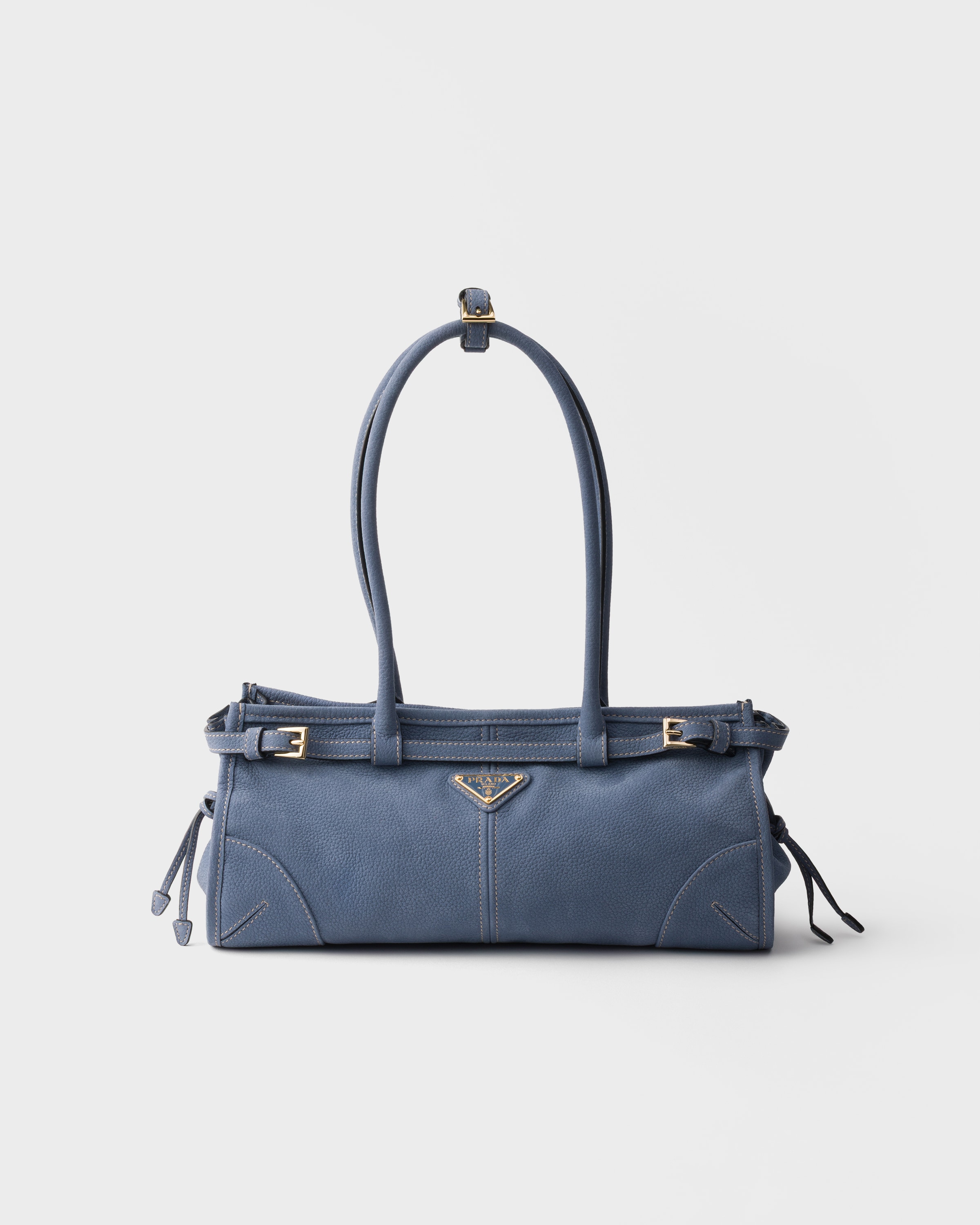 Aviation Blue Prada Bonnie medium nubuck leather handbag | PRADA