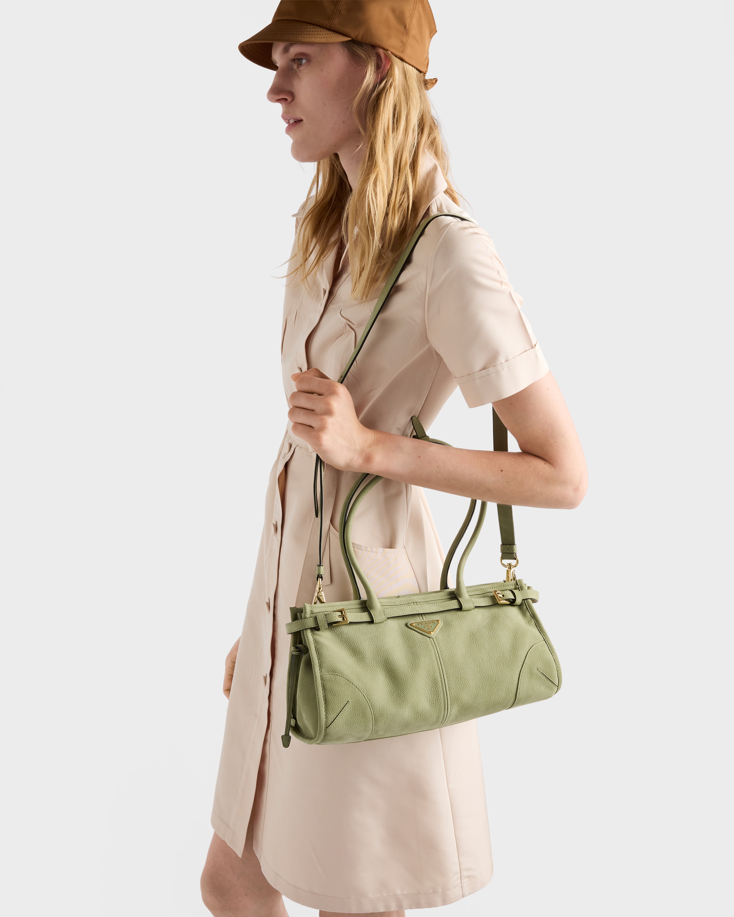 Agave Prada Bonnie Medium Nubuck Leather Handbag | PRADA - United