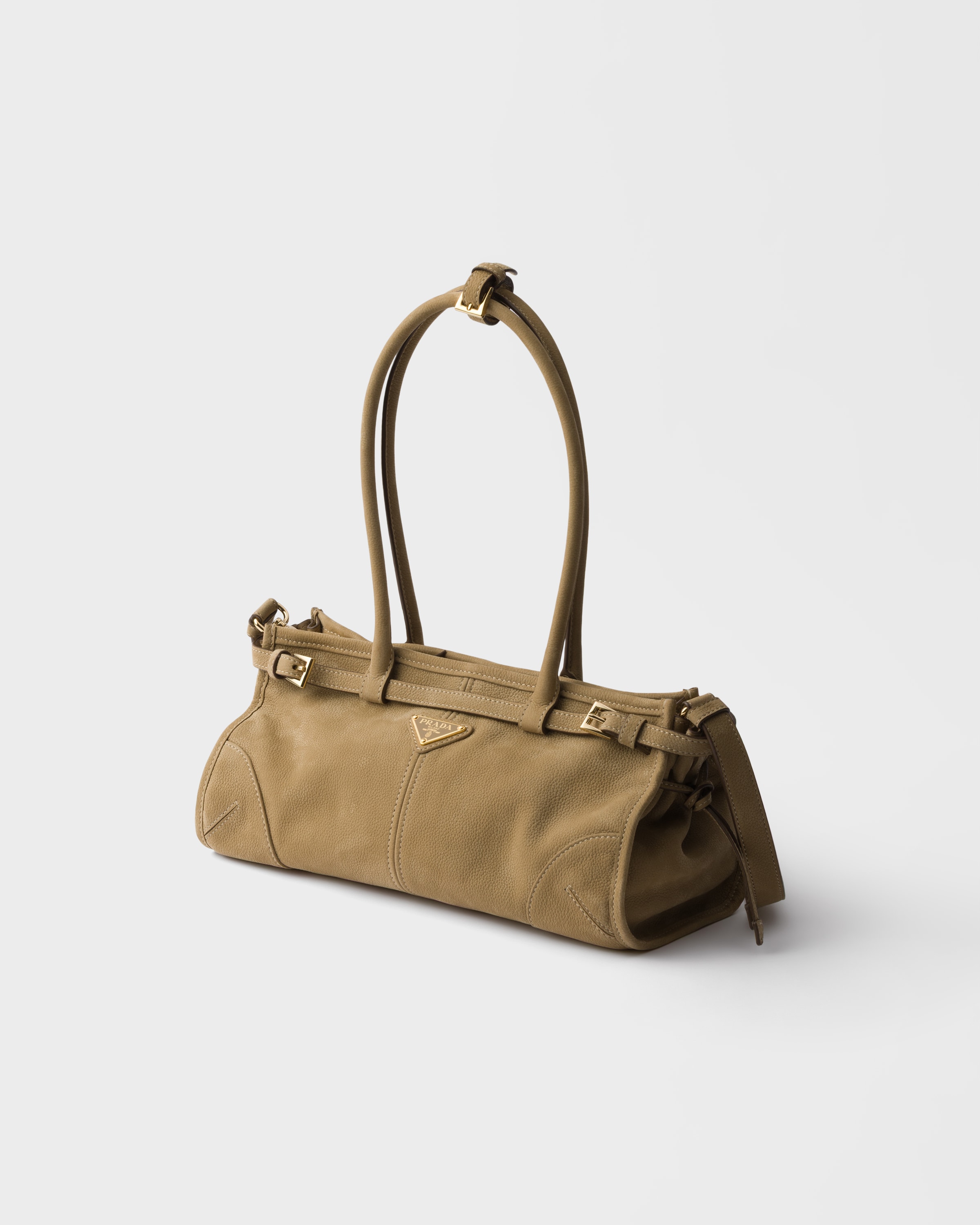 Desert Beige Prada Bonnie medium nubuck leather handbag | PRADA