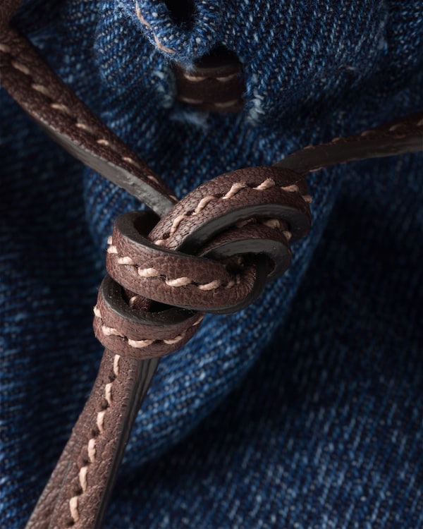 Prada Bonnie medium denim and leather handbag - Blue/Coffee Prada Bonnie medium denim and leather handbag - Blue/Coffee