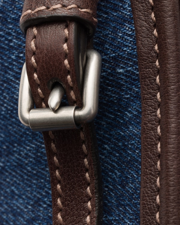 Prada Bonnie medium denim and leather handbag - Blue/Coffee Prada Bonnie medium denim and leather handbag - Blue/Coffee