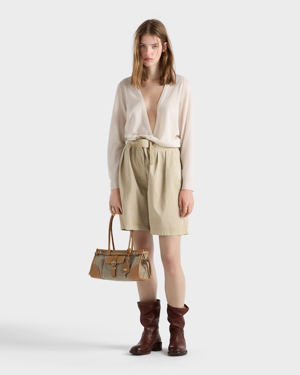Prada Bonnie medium linen and leather handbag - Rope/Natural Prada Bonnie medium linen and leather handbag - Rope/Natural