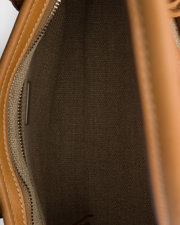 Prada Bonnie medium linen and leather handbag - Rope/Natural Prada Bonnie medium linen and leather handbag - Rope/Natural