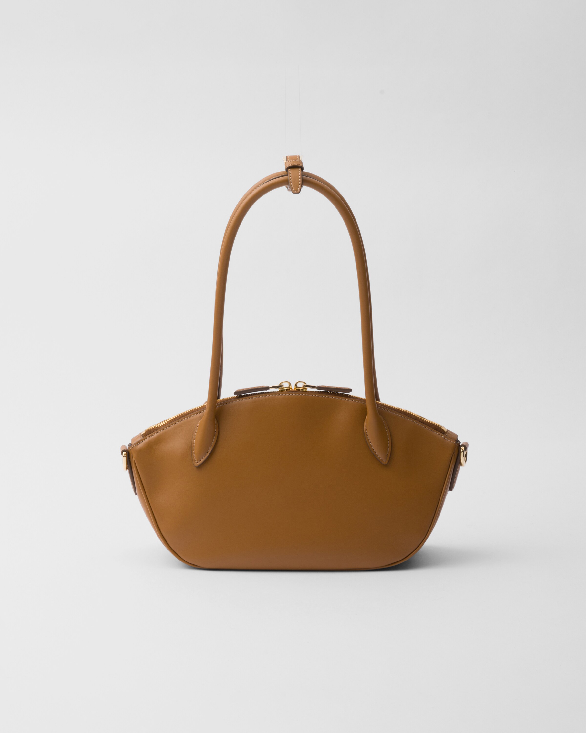 Shop Prada Small Leather Handbag In Caramel