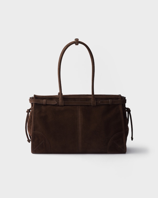Bolso Prada Bonnie de ante grande - Marrón Oscuro Bolso Prada Bonnie de ante grande - Marrón Oscuro