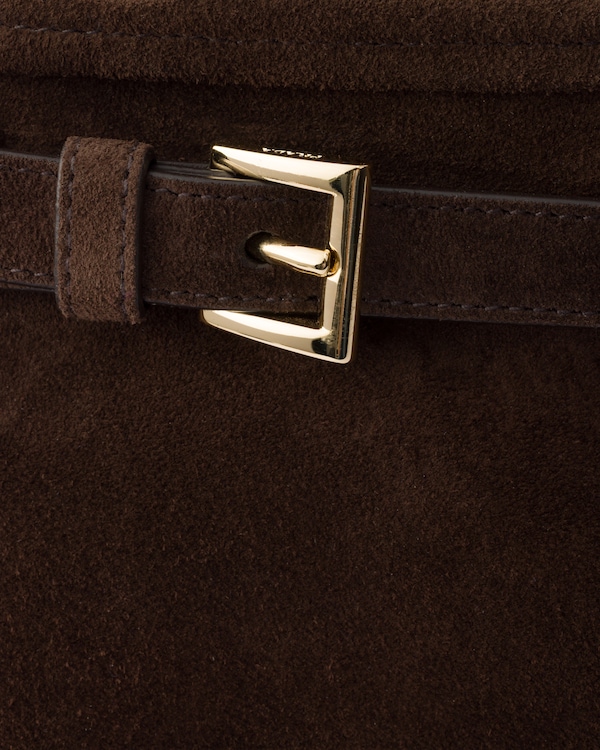 Bolso Prada Bonnie de ante grande - Marrón Oscuro Bolso Prada Bonnie de ante grande - Marrón Oscuro