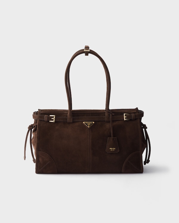Bolso Prada Bonnie de ante grande - Marrón Oscuro Bolso Prada Bonnie de ante grande - Marrón Oscuro
