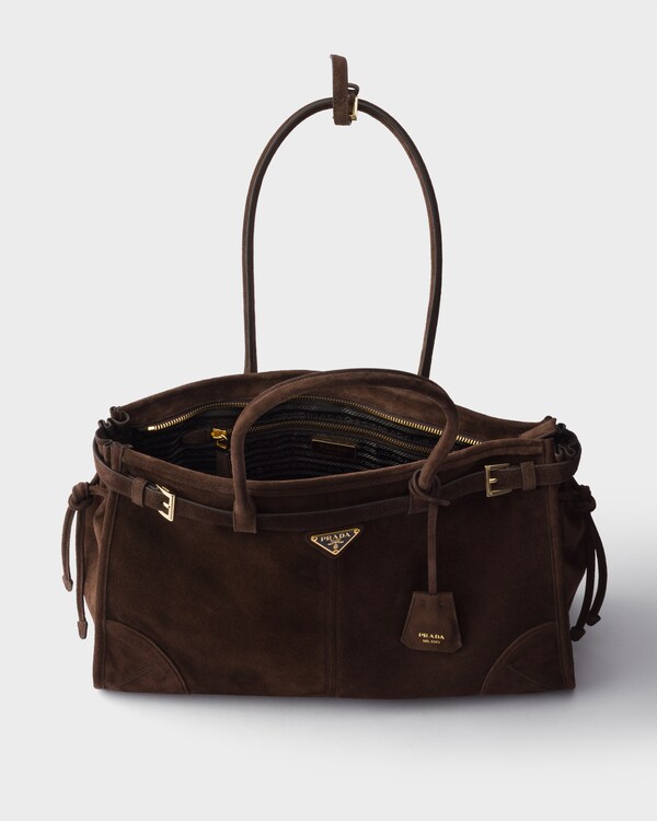 Bolso Prada Bonnie de ante grande - Marrón Oscuro Bolso Prada Bonnie de ante grande - Marrón Oscuro