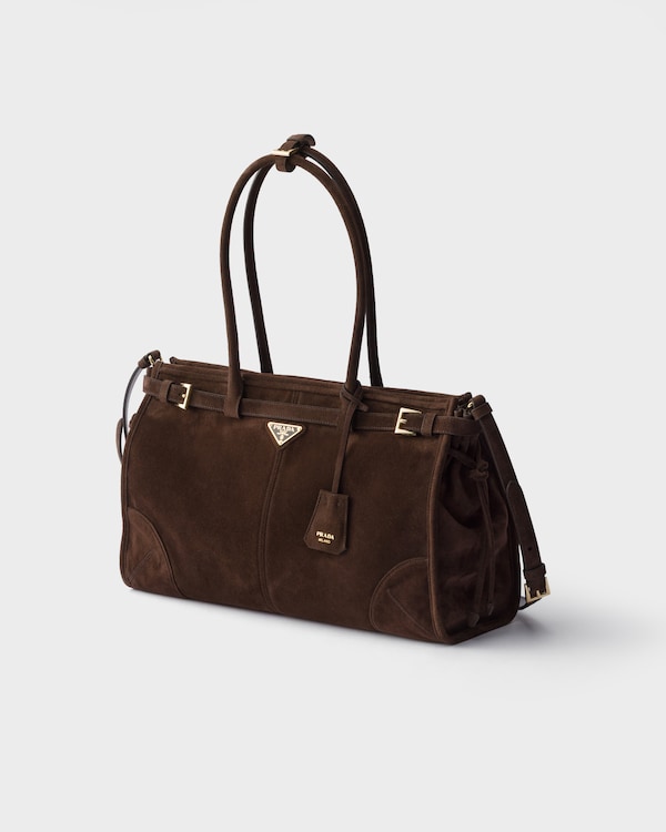 Bolso Prada Bonnie de ante grande - Marrón Oscuro Bolso Prada Bonnie de ante grande - Marrón Oscuro