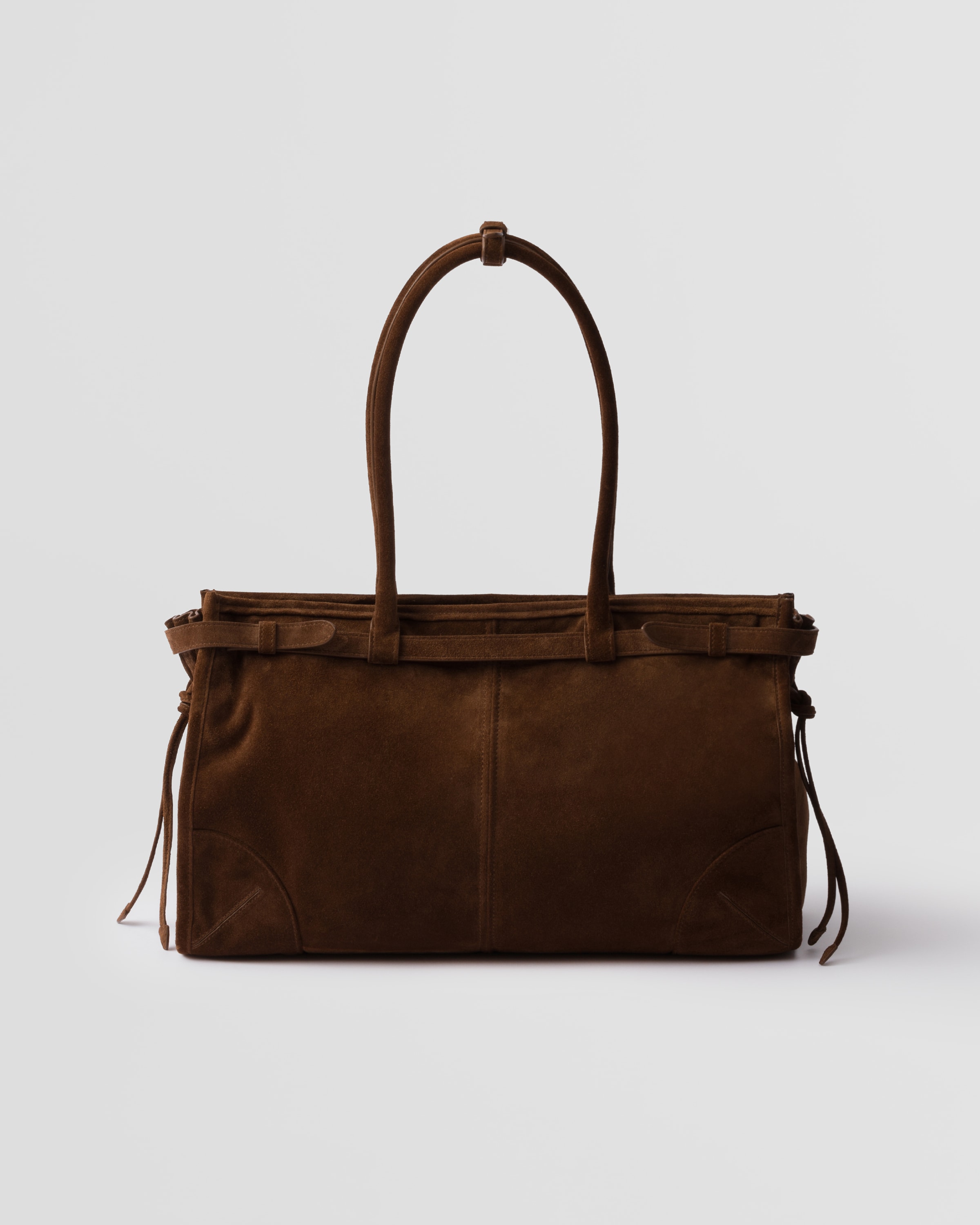 Cocoa Brown Large Suede Handbag PRADA