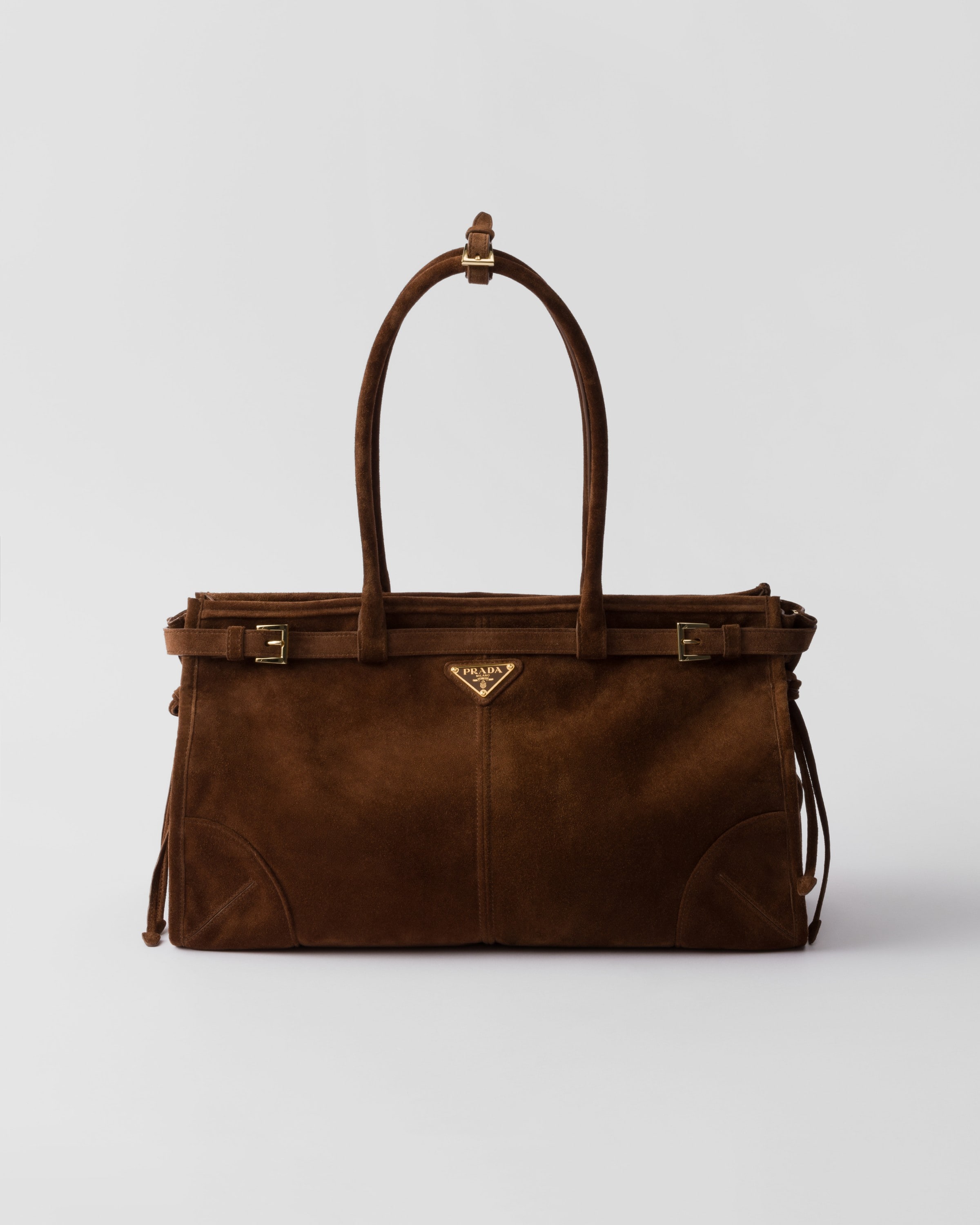 Cocoa Brown Large Suede Handbag PRADA
