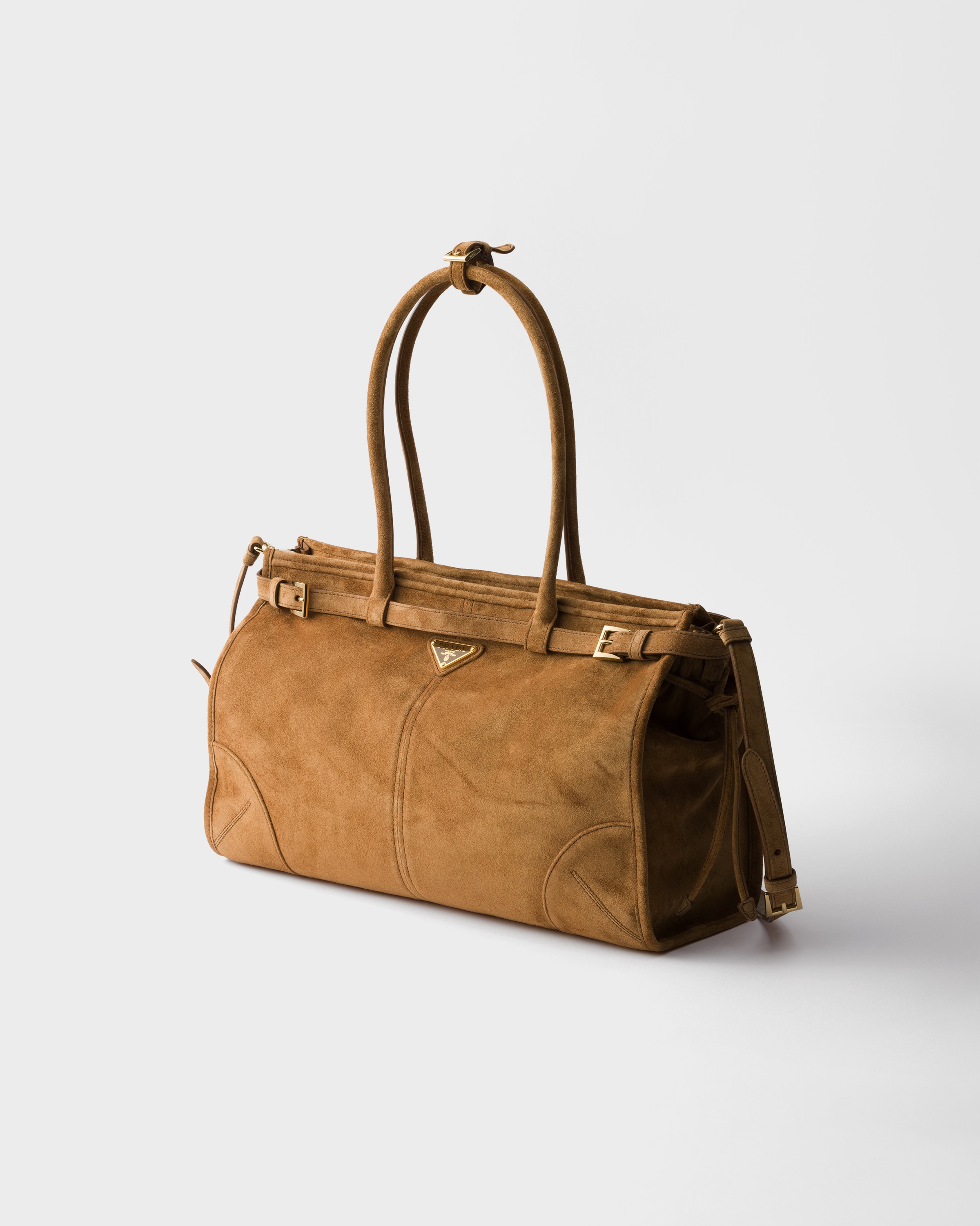 Prada Womens Brown Bonnie Large Suede Handbag In Brown