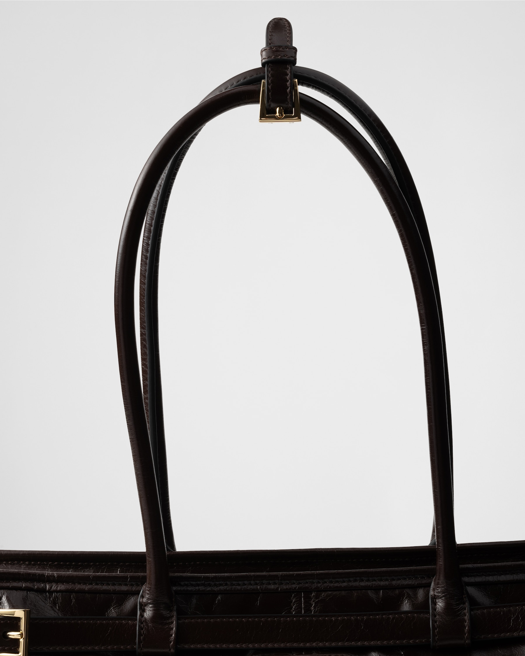PRADA 25S BONNIE LARGE HANDBAG 38 IN BLACK GLOSSY CALFSKIN GOLD HARDWRE
